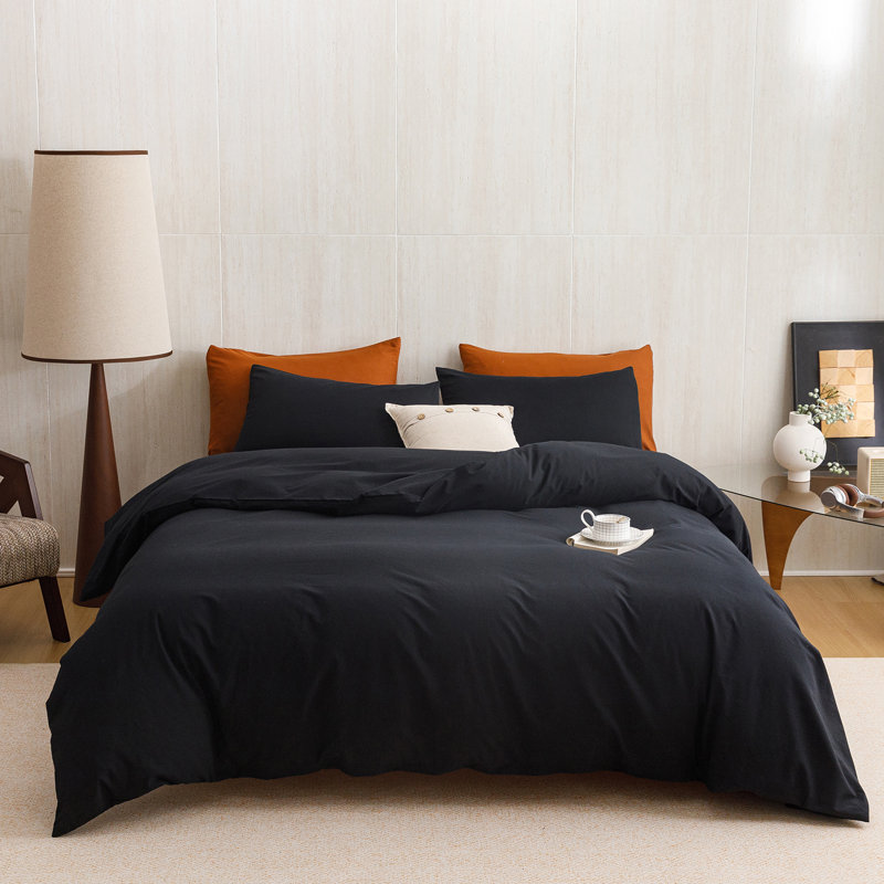 Wellboo Washed Cotton Duvet Cover Set 100% Cotton Comforter Cover 3 Pcs Quilt Cover Set, Queen Duvet Cover + 2 Pillowcases