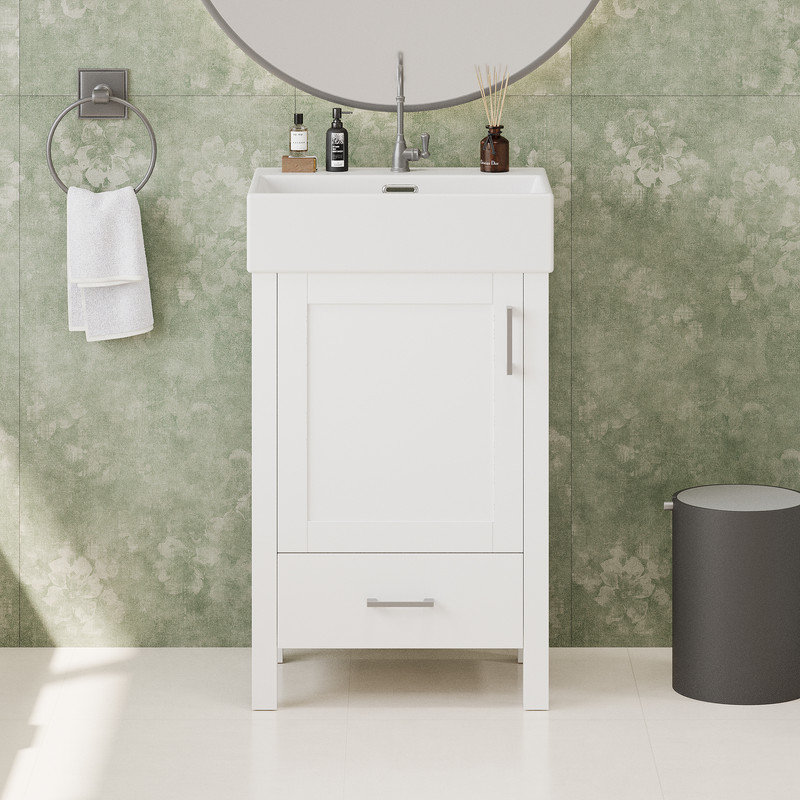 20.2" Sink Vanity with Top and Drawer, White