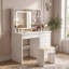 Ensemble de coiffeuse 39,4 "avec tabouret et miroir DEL-210557307