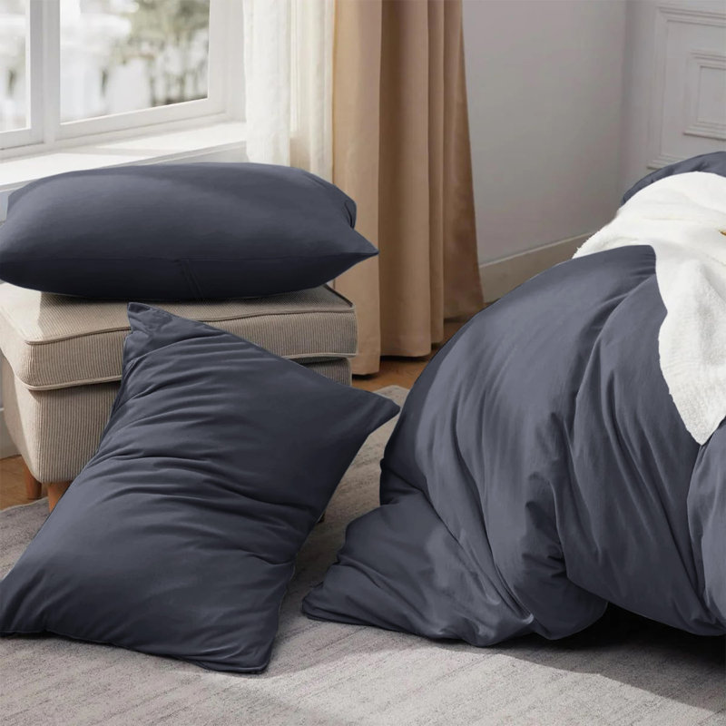 Luxury Microfiber Duvet Cover Set – Soft, Wrinkle-Free, Hotel-Quality Bedding With Pillowcases, Gray