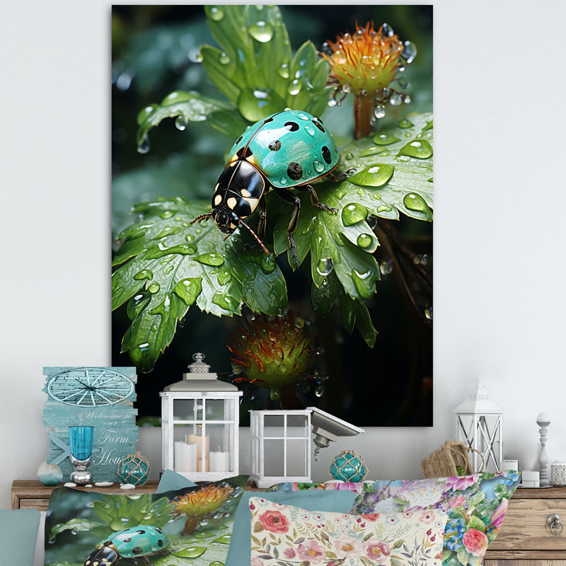 «Emerald Ladybug Garden Garden», reproduction sur toile encadrée, Toile tendue, H 40 po x l 30 po x P 1,5 po