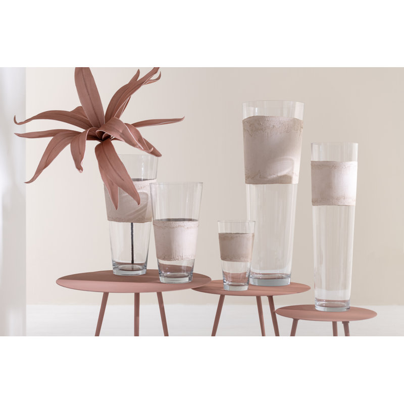 Aleja Glass Table Vase 1, 70" H x 24.5" W x 24.5" D, Beige/Transparent