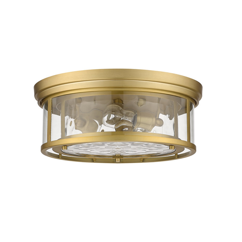 Masuda Glass Flush Mount, Olde Brass