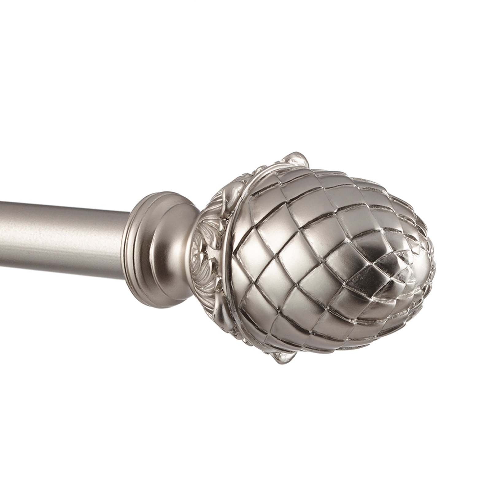 Nikhat Single Curtain Rod, 66" - 120", Silver