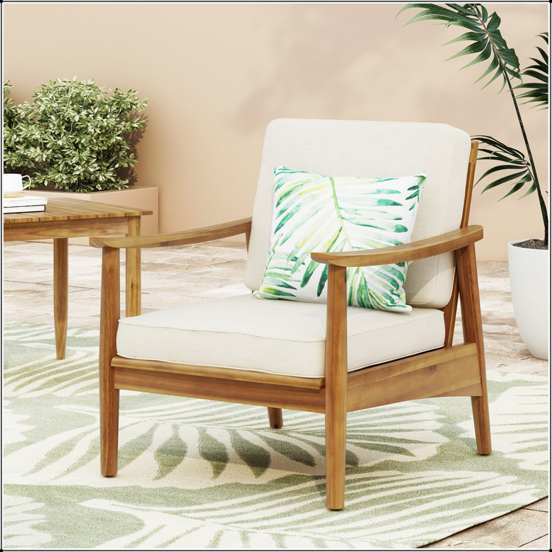 Fauteuil club Willowbrook en bois d'acacia avec des lattes pour des sièges d'extérieur durables et élégants