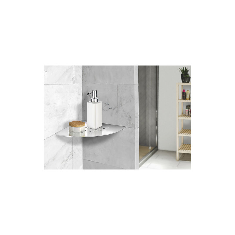 Tablette de coin Grout Line pour douche, Acier inoxydable poli