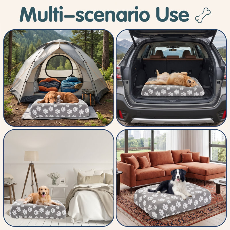 Housse pour lit 44 x 35 x 6 po lavable et imperméable pour animal de compagnie, housse de remplacement ajustée en velours moelleux réutilisable seulement pour matelas pour chien