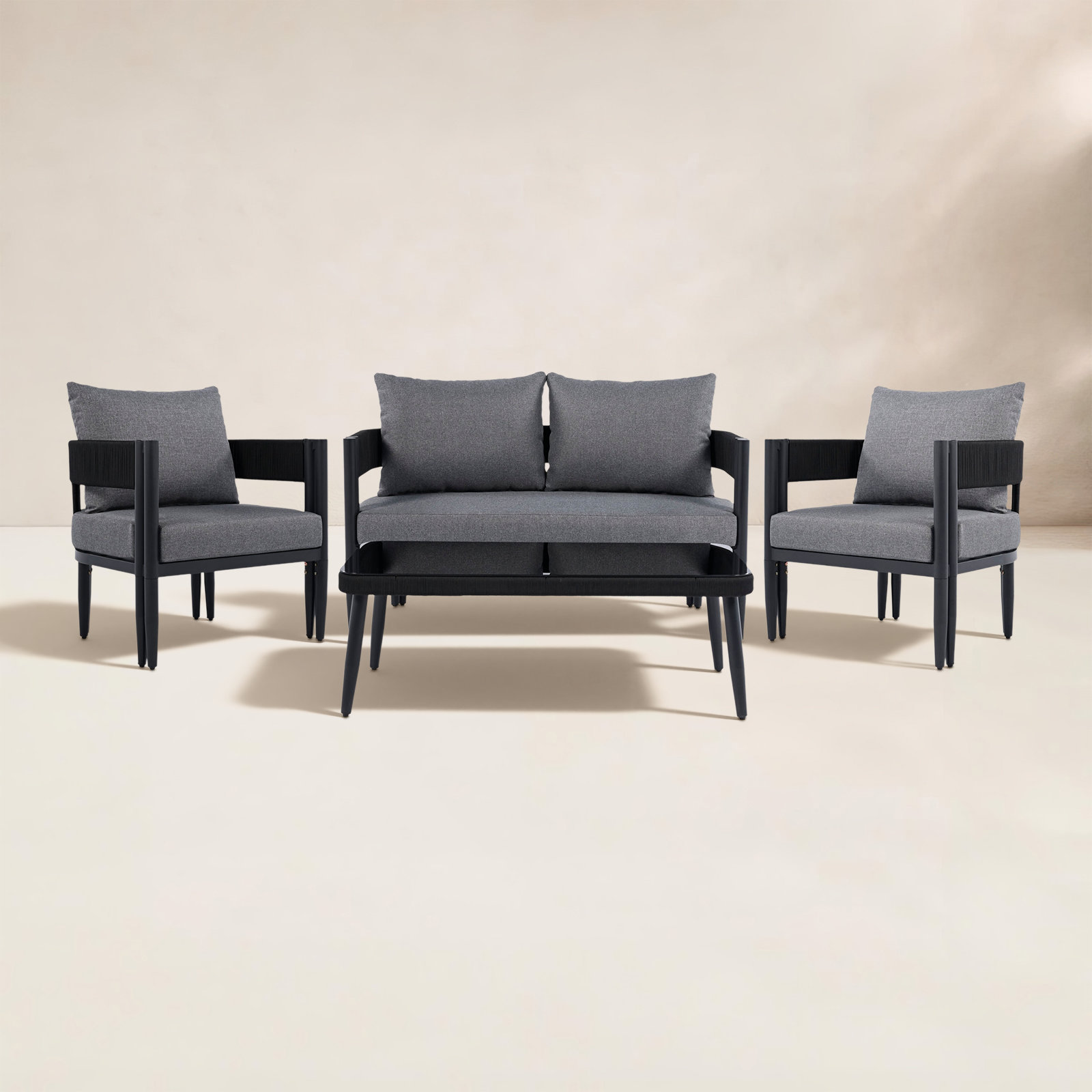 Viola 4 Piece Conversation Set, Gray