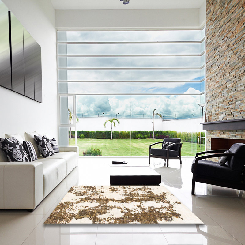 Tapis multicolore à motif abstrait Starrucca, Carré 7 pi