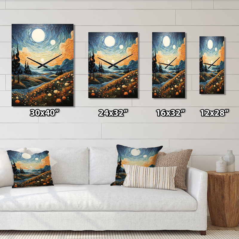 Horloge murale moderne Vangogh Wheatfield avec cyprès - Vangogh, Grand