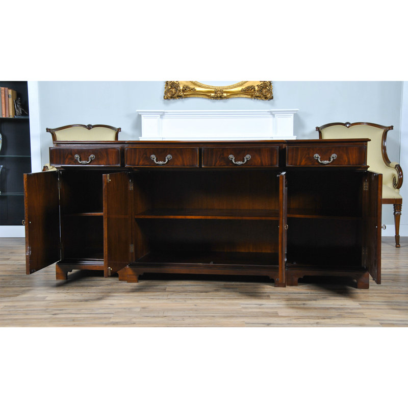 Mahogany and Brass Traditional Sideboard with Storage