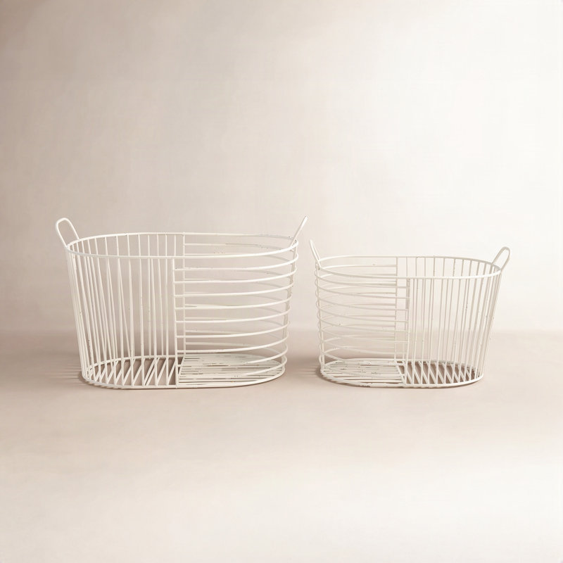 AllModern Abbie Decorative Basket, Silver, 14.15" H x 21.4" W x 12.15" D
