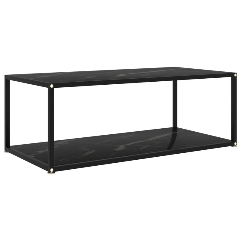 Leopold Floor Shelf Coffee Table with Storage, 35cm H x 100cm W x 50cm D, Black