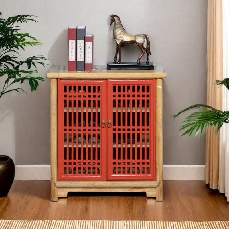 Nouvelle armoire à chaussures en bois de camphre chinois, Rouge