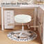 XUEGW, ensemble de 4 tabourets roulants à hauteur réglable sans accoudoirs en similicuir pour le bureau, blanc-1523448240