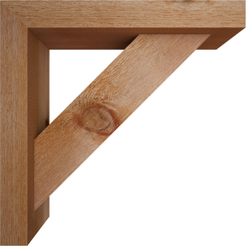 Traditional Block Bracket w/ Offset Brace, 18 x 18, 4"W Western Red Cedar (Rough Sawn)