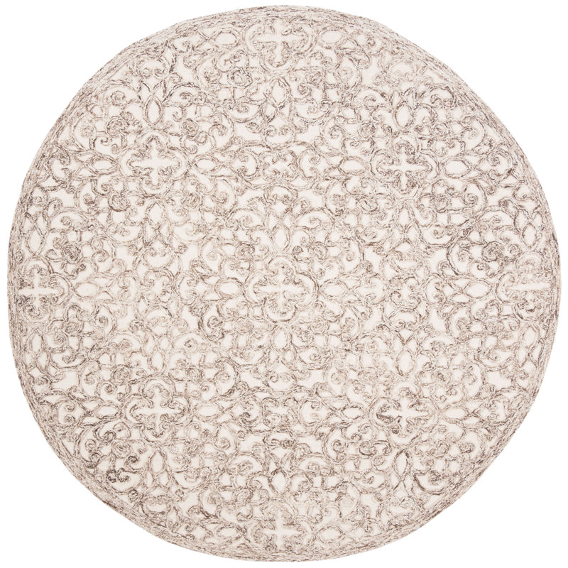 Tapis géométrique en laine et coton touffeté à la main Sarina Trace, Rond 6 pi