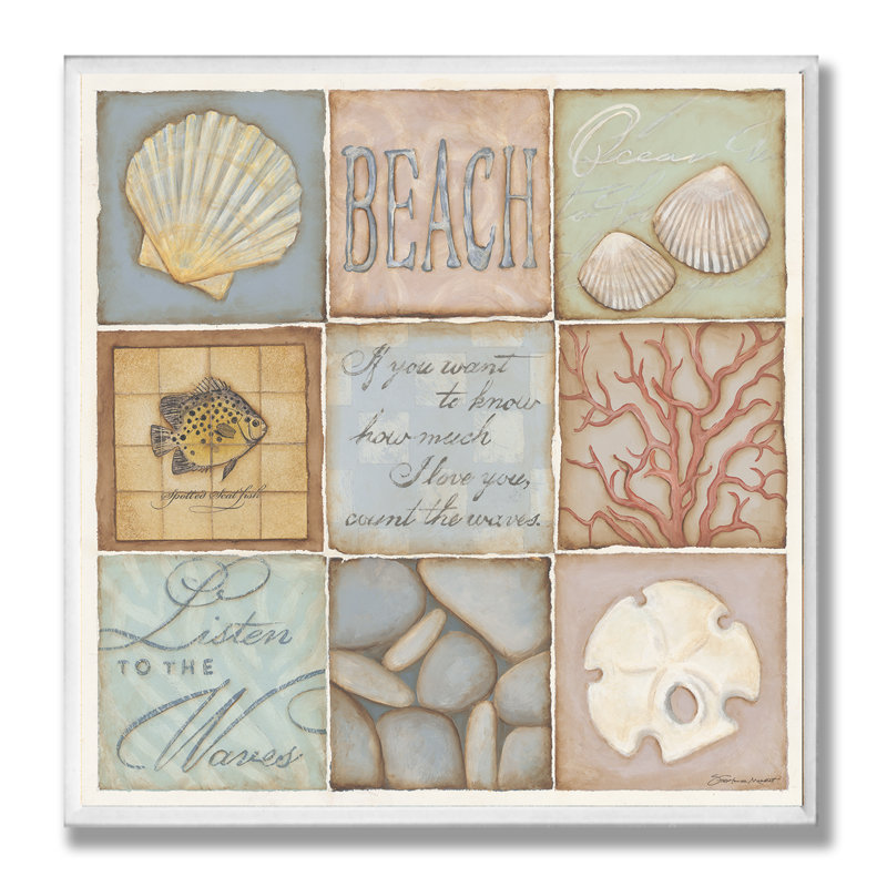 9 patchs «Count The Waves Beach», impression, H 12 po x l 12 po x P 0,5 po, Plaque murale