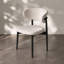Chaises de salle à manger modernes de style Mid-Century beige, chaises de cuisine en bois de chêne massif noir pour la salle à manger, lin en coton blanc cassé, aucun assemblage requis-716670286