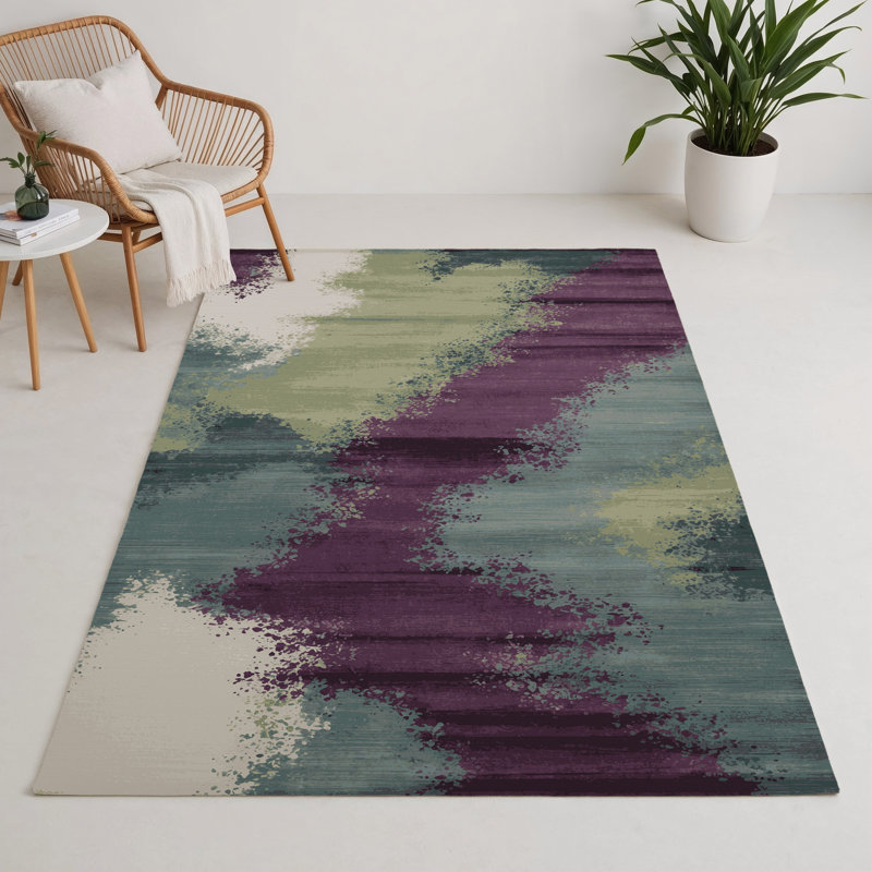 Watercolor Gray Indoor and Outdoor Area Rug, Rectangle 5' x 7'