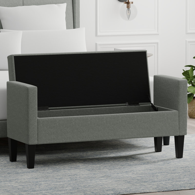 Banc de rangement à couvercle rabattable rembourré, Pierre, H 24 po x l 51,77 po x P 17,8 po