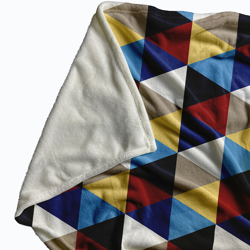 Pauline Plain Weave / Muslin Throw Blanket, Yellow/Navy/Taupe