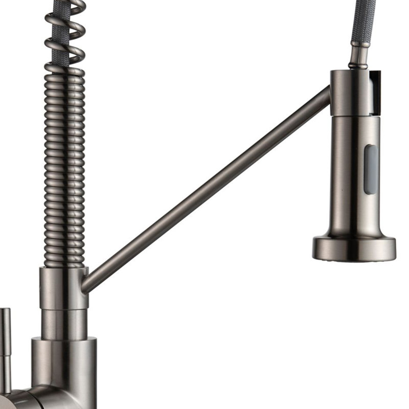 AA Warehousing Pull Out Kitchen Faucet, Satin Nickel