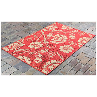 Derlyum Flatweave Floral Indoor / Outdoor Rug