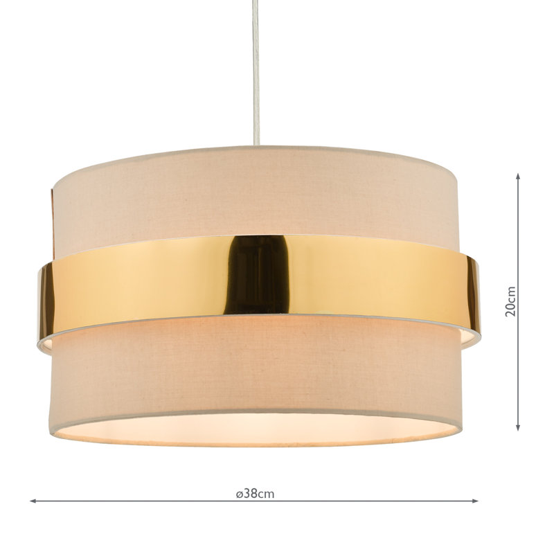 - Light Drum Pendant, Taupe/Gold