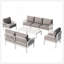 Ensemble de conversation pour patio 9 pièces, ensemble de mobilier modulaire d'extérieur moderne avec deux tables basses carrées, coussins épais et imperméables pour porche, balcon, blanc et gris clair