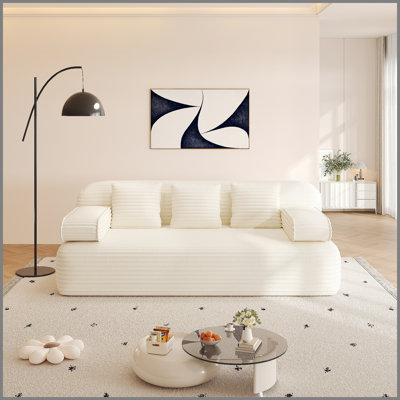 Canapé sans cadre 78,7 po, canapé-lit convertible 2-en-1 avec 3 coussins - tissu velours côtelé moelleux, canapé 3 places multifonctionnel pour petits espaces, appartements et chambres à coucher, beige