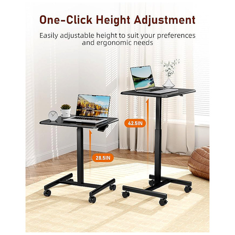 Chariot pour ordinateur portable Sweetcrispy, Noir, noir, noir, noir, H 28,56 po x l 25,76 po x P 19,06 po
