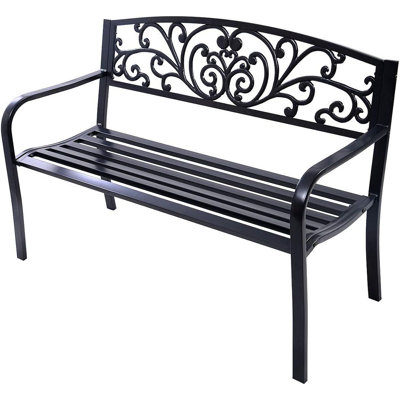 Banc de jardin 50 po en fonte thermolaquée noir