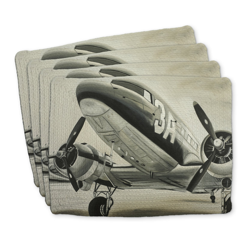 Napperons Vintage en polyester tressé avion (ensemble de 4)