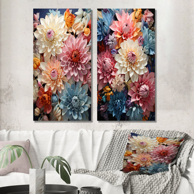 Colorfull Mums Serene - Mums Wall Art Living Room Set Of 2
