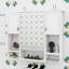 Armoire de rangement murale pour salle de bain avec miroir Armoire à pharmacie moderne avec tablettes ouvertes et cachées et porte-serviettes double-358179399