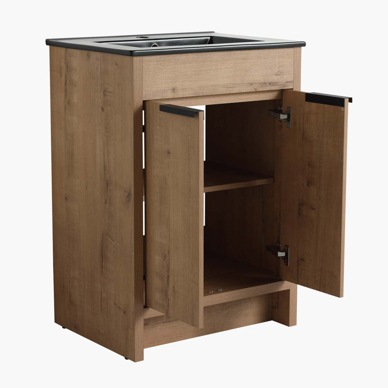 Ensemble de meuble-lavabo simple 24 po Autiana, Imitation chêne