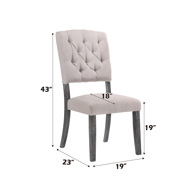 Ensemble de 2 chaises d'appoint en lin beige et chêne gris patiné, Grey