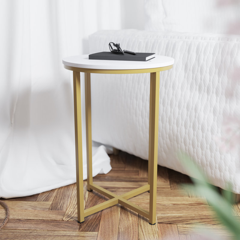 Modern Laminate End Table with Crisscross Frame