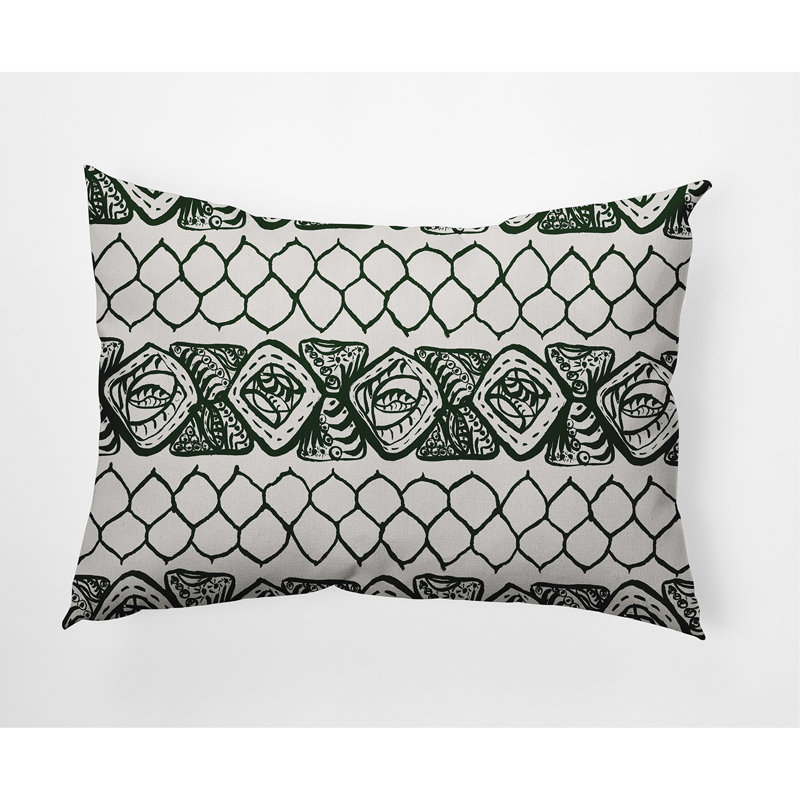 Housse de coussin carrée/insert, Vert foncé, Géométrique 2