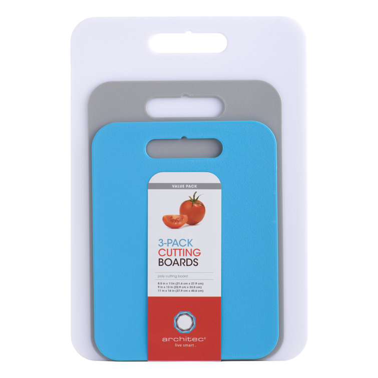 Martha Stewart BPA Free Plastic Cutting Board (16 x 12 and 12 x 8) -  Martha Blue - Dishwasher Safe, 2-Pack