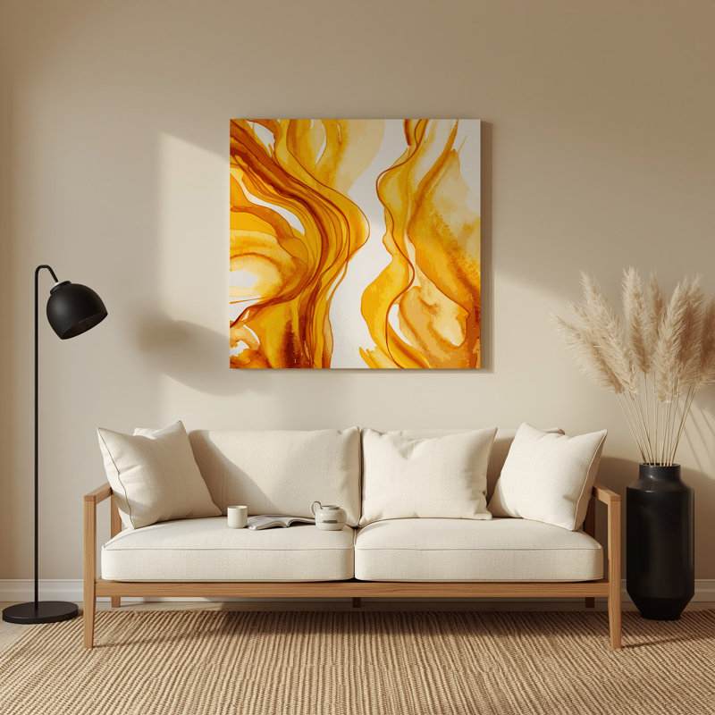 Aquarelle abstraite 45, art mural en métal brun, H 16 po x l 16 po