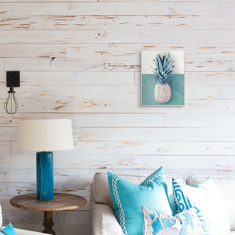 Ananas tropical avec vert beige, Plaque murale, H 15 po x l 10 po