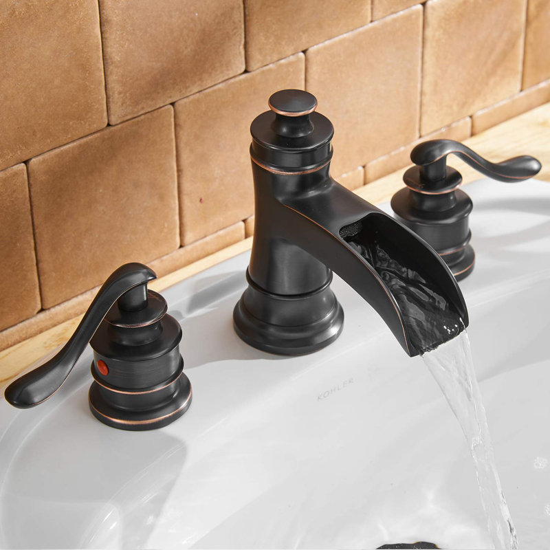 8 po Robinet pour salle de bain à 2 poignées avec drain Waterfall, Bronze huilé