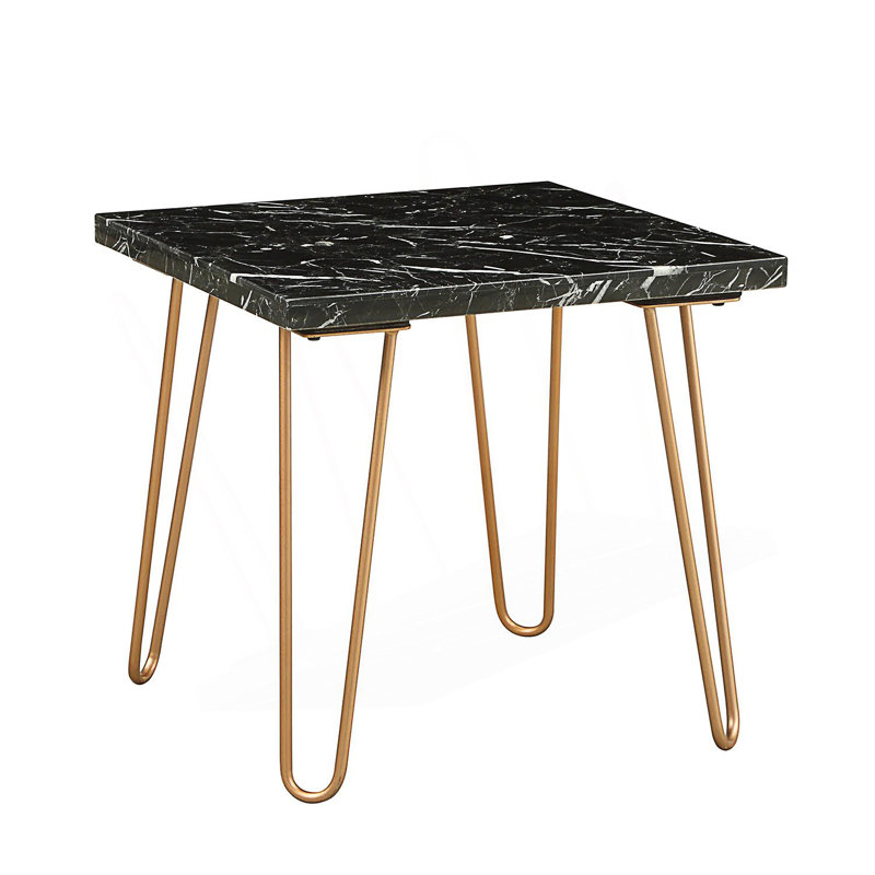 Table de bout, table d'appoint Modern Elegance, Noir, Doré