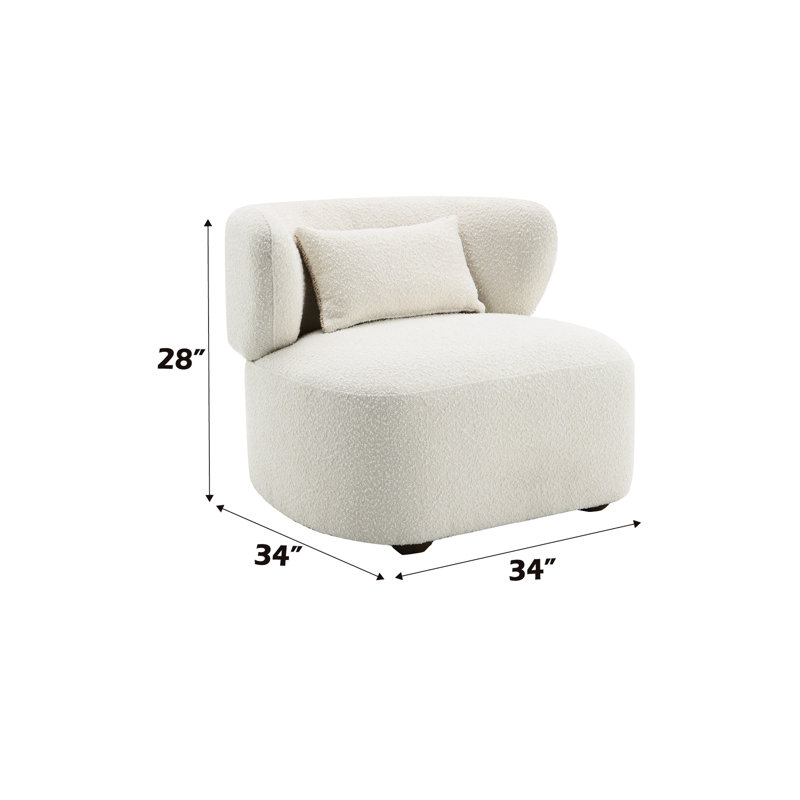 Fauteuil d'appoint Beige Boucle - Support ergonomique confortable contemporain avec coussin décoratif