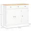 Buffet de comptoir en bois massif - 3 tiroirs, portes, tablette réglable pour armoire de rangement fonctionnelle blanche avec comptoir