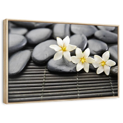 Pierres zen et fleurs