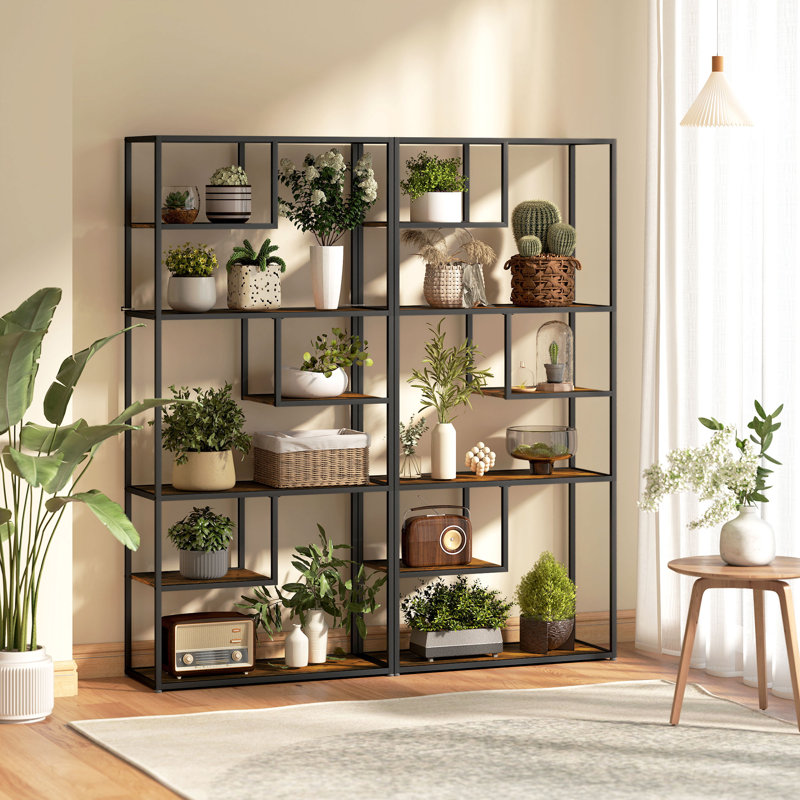Kalicki 83cm W Steel Shelving Unit, Black/Espresso