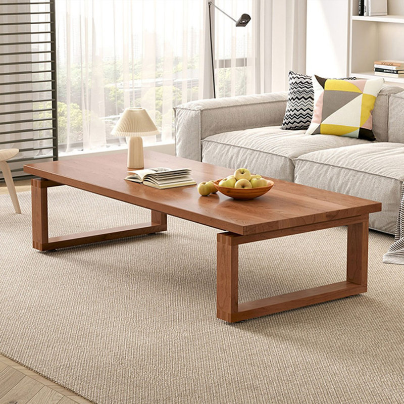 Table basse rectangulaire en bois massif, H 17,72 po x L 62,99 po x l 31,5 po